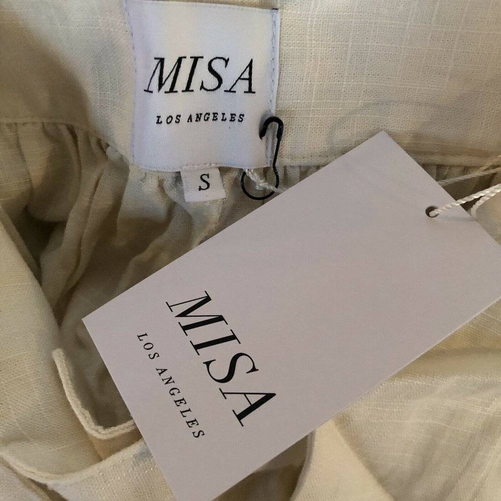 MISA Los Angeles Callae Shorts Ivory White Tie Belt High Waist S NWT $198 - Picture 6 of 8